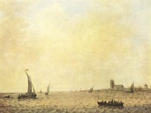 Antique Oil Painting - View of Dordrecht from the Oude Maas