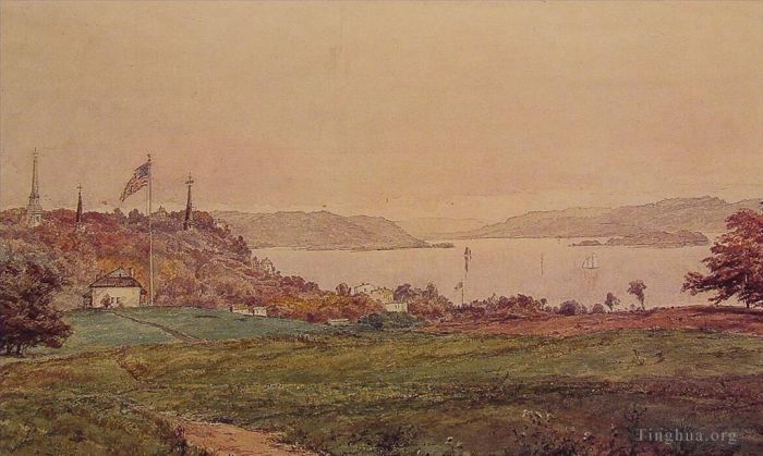 Jasper Francis Cropsey Oil Painting - Looking North on the Hudson