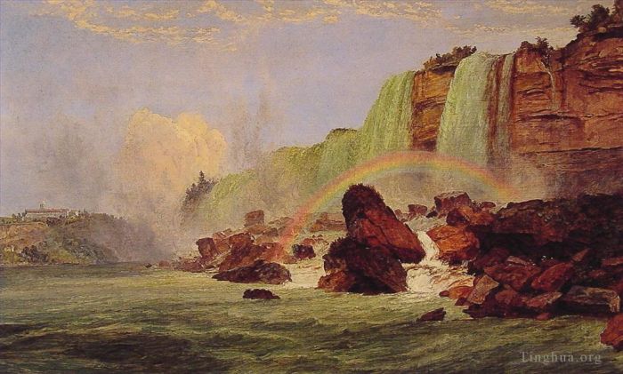 Jasper Francis Cropsey Oil Painting - Niagara Falls with View of Clifton House