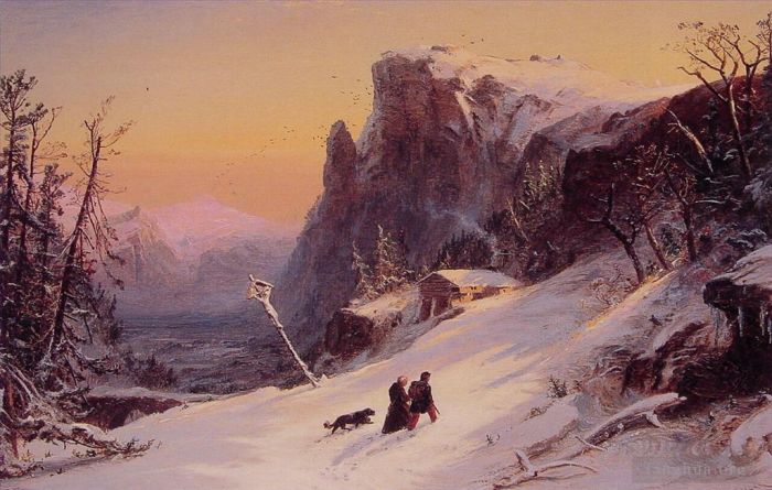 Jasper Francis Cropsey Oil Painting - Winter in Switzerland