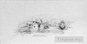 Artist Jasper Francis Cropsey's Work - Country Scene With Cottages