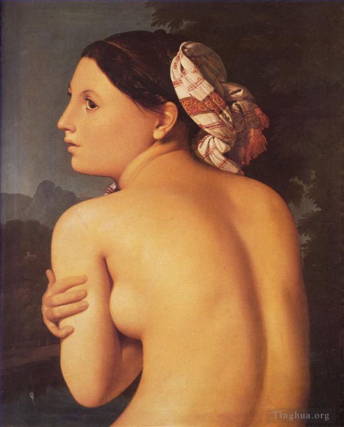 Jean-Auguste-Dominique Ingres Oil Painting - Half figure of a Bather