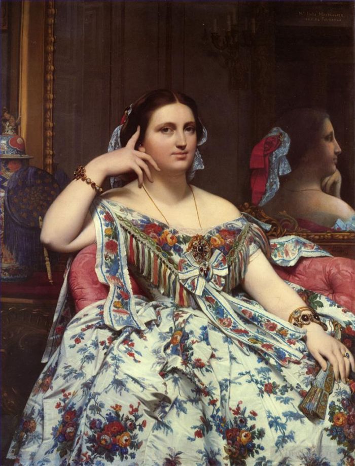 Jean-Auguste-Dominique Ingres Oil Painting - Madame Paul Sigisbert Moitessier Seated