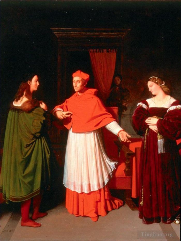 Jean-Auguste-Dominique Ingres Oil Painting - The betrothal of Raphael