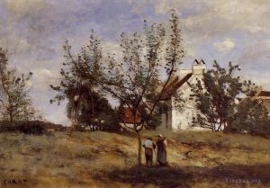 Artist Jean-Baptiste-Camille Corot's Work - An Orchard at Harvest Time