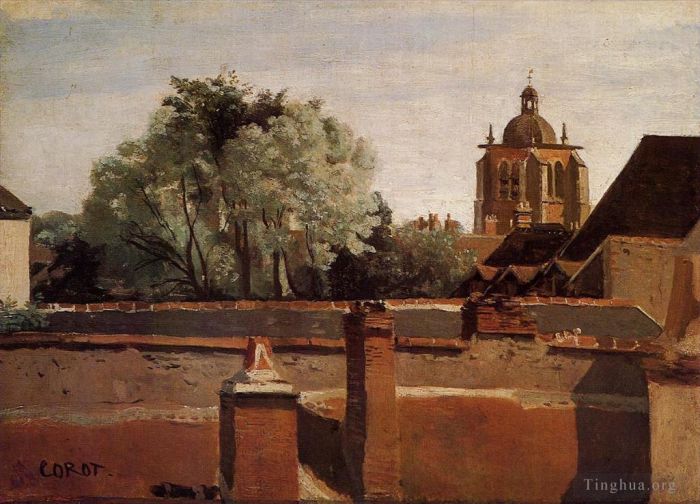 Jean-Baptiste-Camille Corot Oil Painting - Bell Tower of the Church of Saint Paterne at Orleans