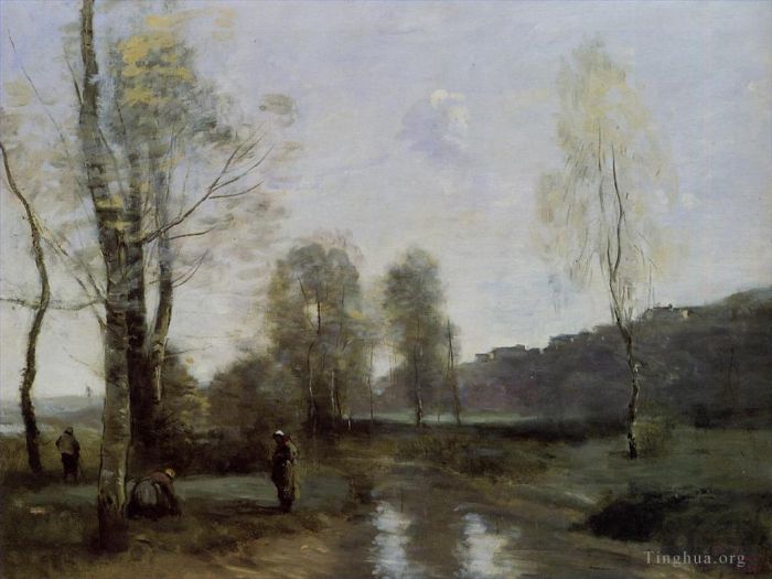 Jean-Baptiste-Camille Corot Oil Painting - Canal in Picardi
