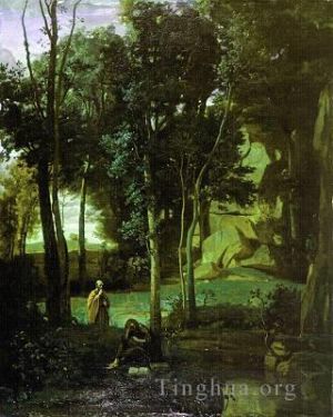 Artist Jean-Baptiste-Camille Corot's Work - Democrito e gli Abderiti 1841