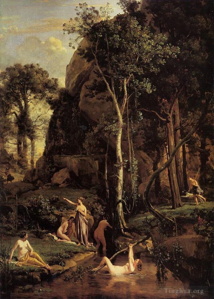 Jean-Baptiste-Camille Corot Oil Painting - Diana Surprised at Her Bath