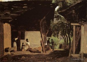 Artist Jean-Baptiste-Camille Corot's Work - Entrance to a Chalet in the Bernese Oberland