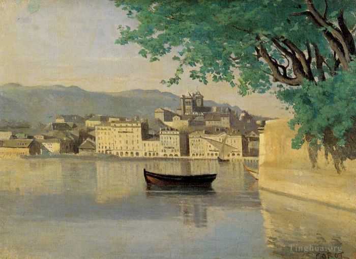 Jean-Baptiste-Camille Corot Oil Painting - Geneva View of Part of the City