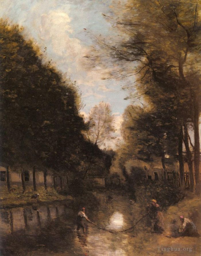 Jean-Baptiste-Camille Corot Oil Painting - Gisors Riviere Bordee D arbres