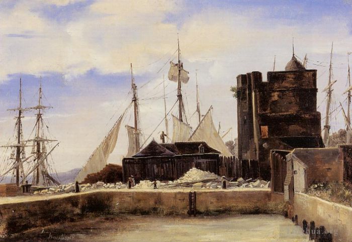 Jean-Baptiste-Camille Corot Oil Painting - Honfleur The Old Wharf