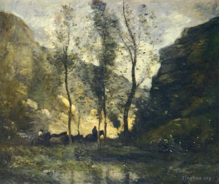 Jean-Baptiste-Camille Corot Oil Painting - LES CONTREBANDIERS