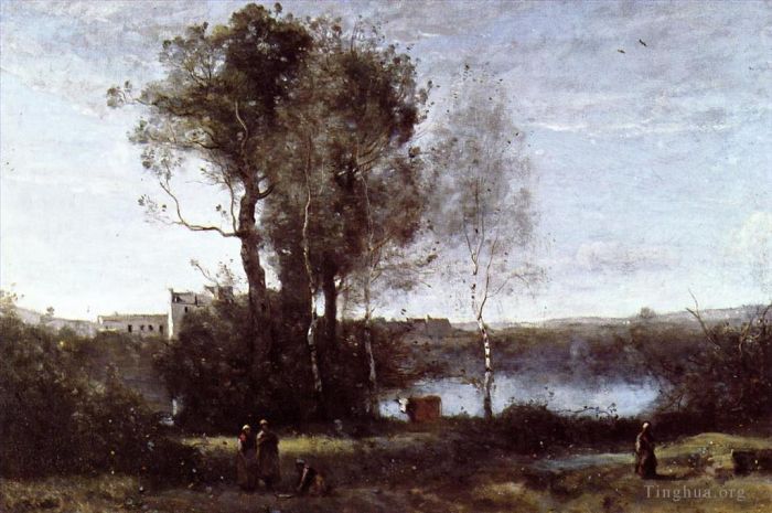Jean-Baptiste-Camille Corot Oil Painting - Large Sharecropping Farm