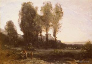 Artist Jean-Baptiste-Camille Corot's Work - Le Monastere Derriere Les Arbres