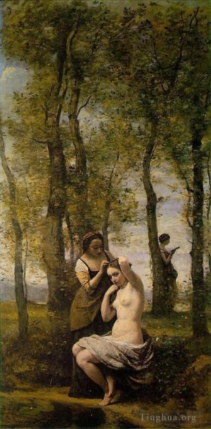 Artist Jean-Baptiste-Camille Corot's Work - Le Toilette aka Landscape with Figures