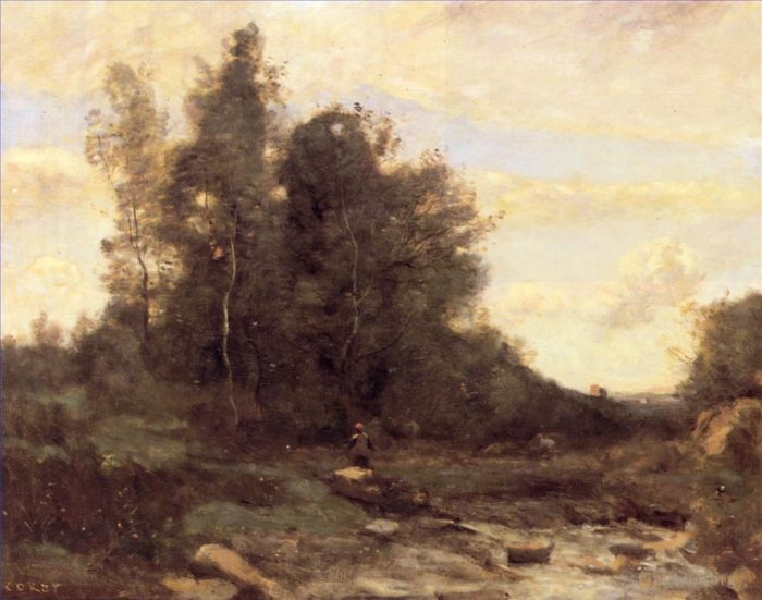 Jean-Baptiste-Camille Corot Oil Painting - Le torrent pierreaux