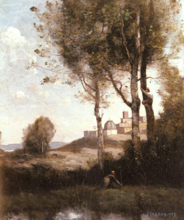 Jean-Baptiste-Camille Corot Oil Painting - Les Denicheurs Toscans