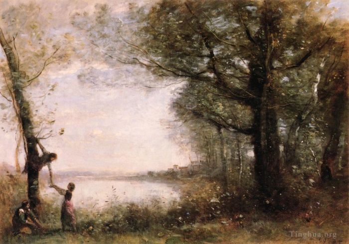 Jean-Baptiste-Camille Corot Oil Painting - Les Petits Denicheurs