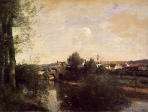 Artist Jean-Baptiste-Camille Corot's Work - Old Bridge at Limay on the Seine