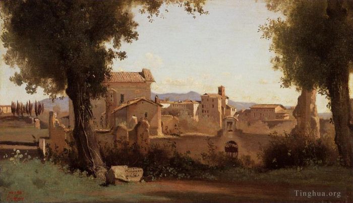 Jean-Baptiste-Camille Corot Oil Painting - Rome View from the Farnese Gardens Morning