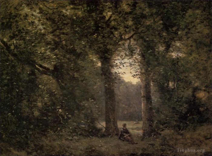 Jean-Baptiste-Camille Corot Oil Painting - Souvenir of Ville dAvray