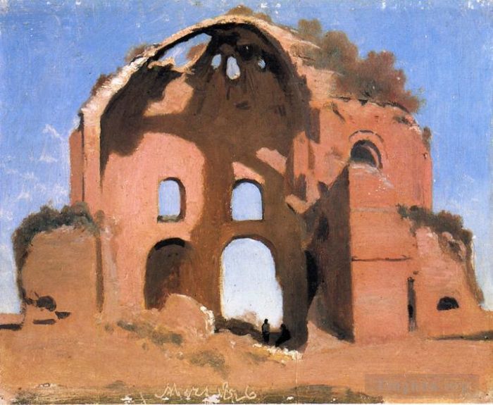 Jean-Baptiste-Camille Corot Oil Painting - Temple of Minerva Medica Rome
