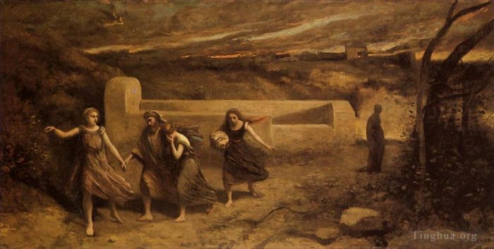 Jean-Baptiste-Camille Corot Oil Painting - The Destruction of Sodom
