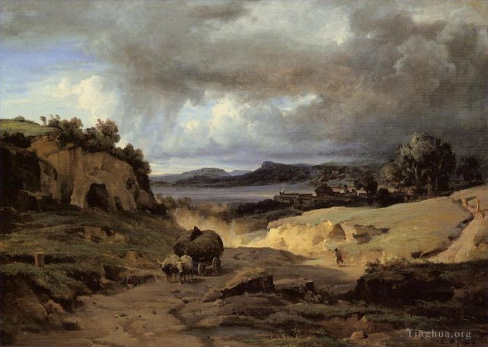 Jean-Baptiste-Camille Corot Oil Painting - The Roman Campagna aka La Cervara