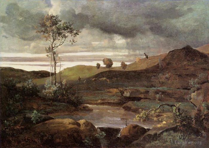 Jean-Baptiste-Camille Corot Oil Painting - The Roman Campagna in Winter