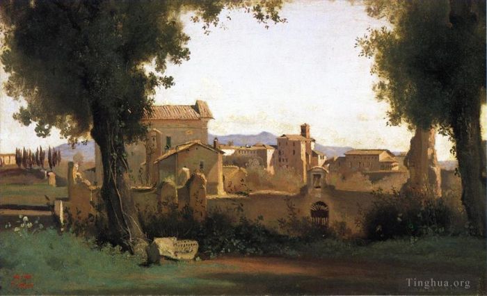 Jean-Baptiste-Camille Corot Oil Painting - View in the Farnese Gardens