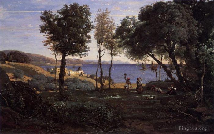 Jean-Baptiste-Camille Corot Oil Painting - View near Naples