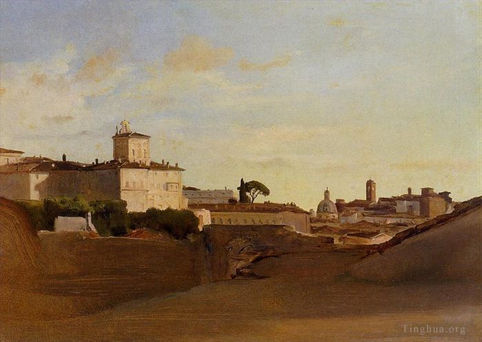 Jean-Baptiste-Camille Corot Oil Painting - View of Pincio Italy