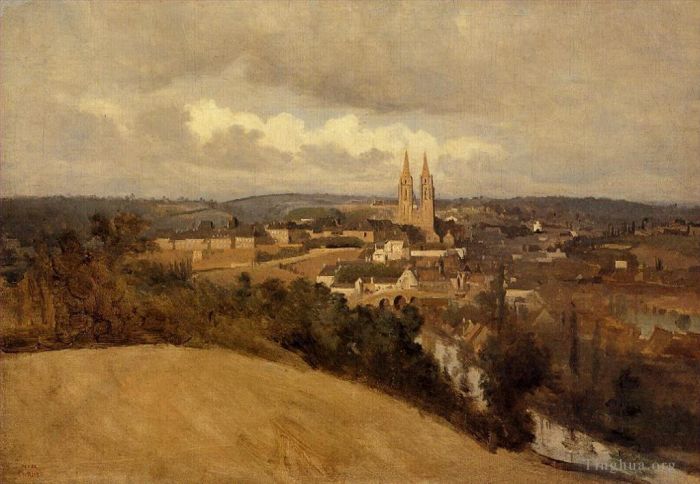 Jean-Baptiste-Camille Corot Oil Painting - View of Saint Lo