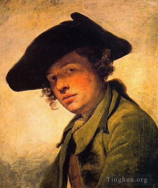 Jean-Baptiste Greuze Oil Painting - A Young Man in a Hat