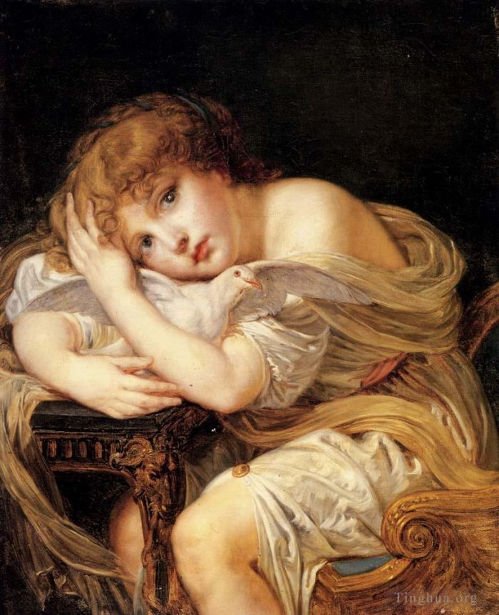 Jean-Baptiste Greuze Oil Painting - La Jeune Fille A La Colombe
