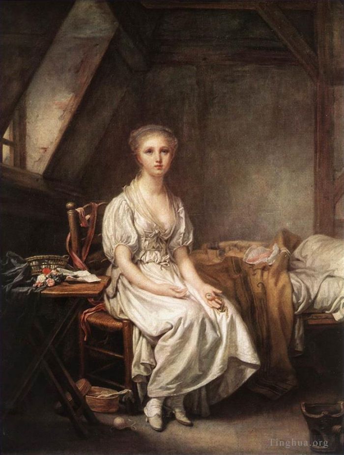 Jean-Baptiste Greuze Oil Painting - The Complain of the Watch