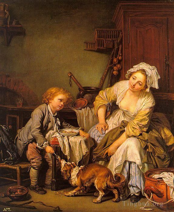 Jean-Baptiste Greuze Oil Painting - The Spoiled Child