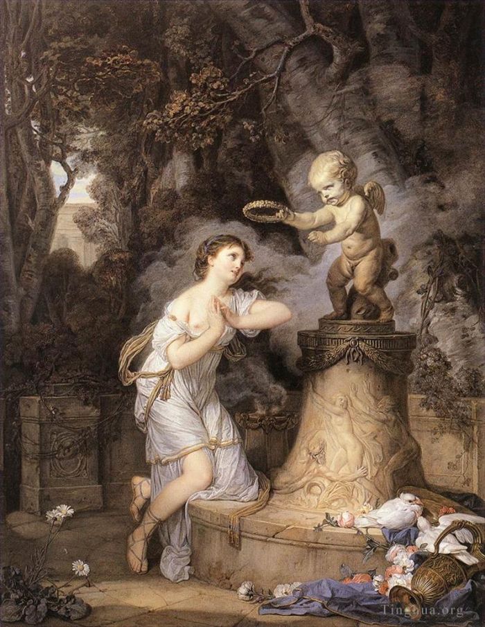Jean-Baptiste Greuze Oil Painting - Votive Offering to Cupid
