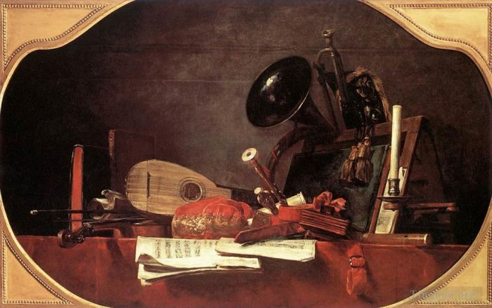 Jean-Baptiste-Simeon Chardin Oil Painting - Attributes of Music