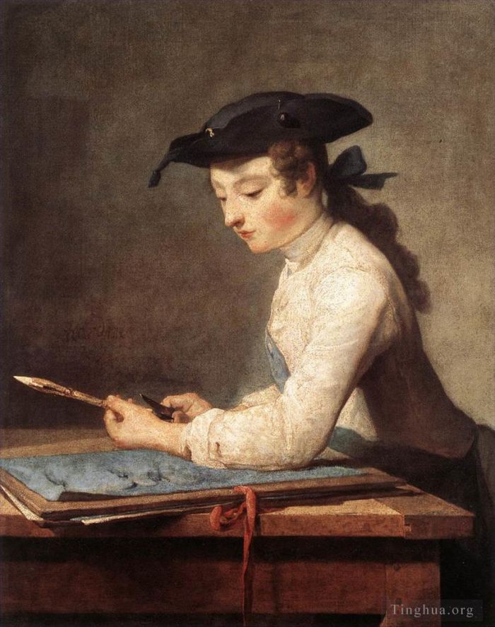 Jean-Baptiste-Simeon Chardin Oil Painting - Draughtsman