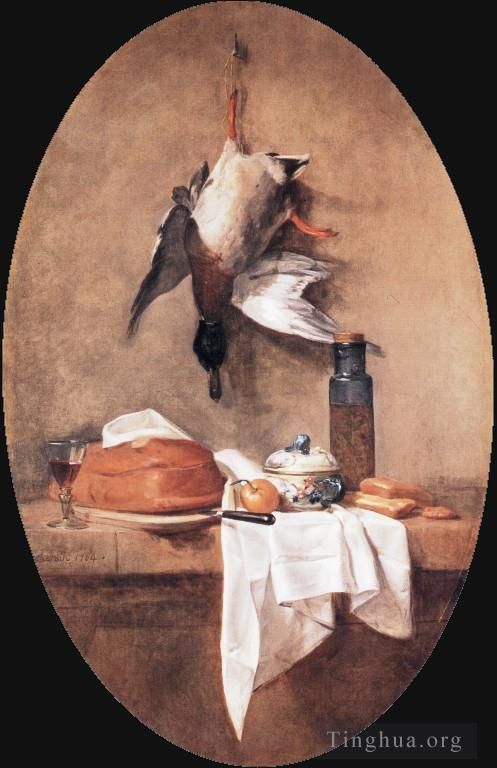 Jean-Baptiste-Simeon Chardin Oil Painting - Duck