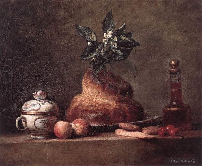 Jean-Baptiste-Simeon Chardin Oil Painting - La BriocheCake