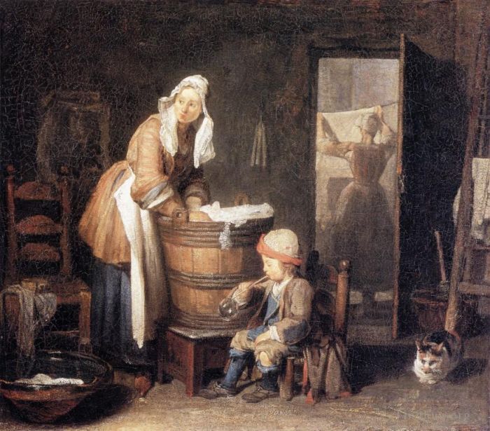 Jean-Baptiste-Simeon Chardin Oil Painting - Laun