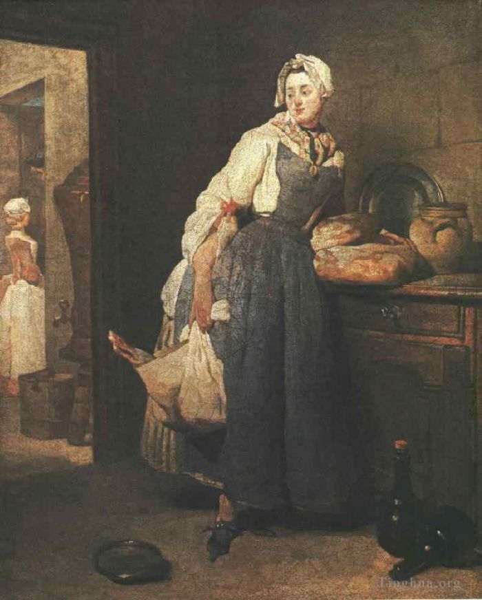 Jean-Baptiste-Simeon Chardin Oil Painting - Return from the Market