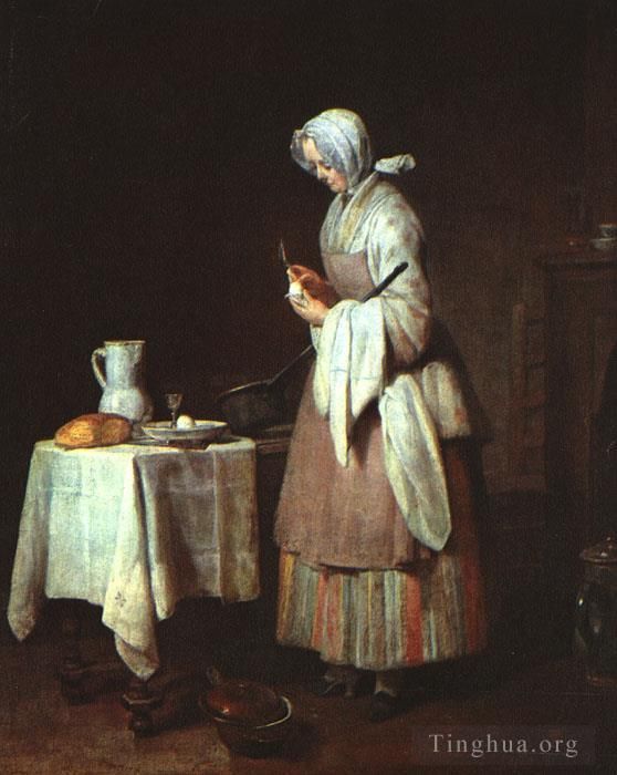 Jean-Baptiste-Simeon Chardin Oil Painting - The Attentive Nurse