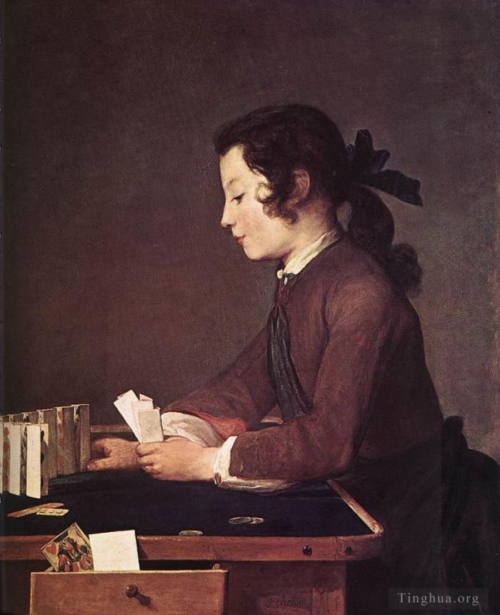 Jean-Baptiste-Simeon Chardin Oil Painting - The House of Cards II