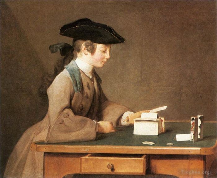 Jean-Baptiste-Simeon Chardin Oil Painting - The House of Cards