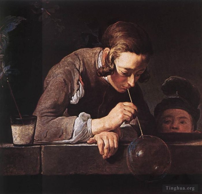 Jean-Baptiste-Simeon Chardin Oil Painting - The Soap Bubble